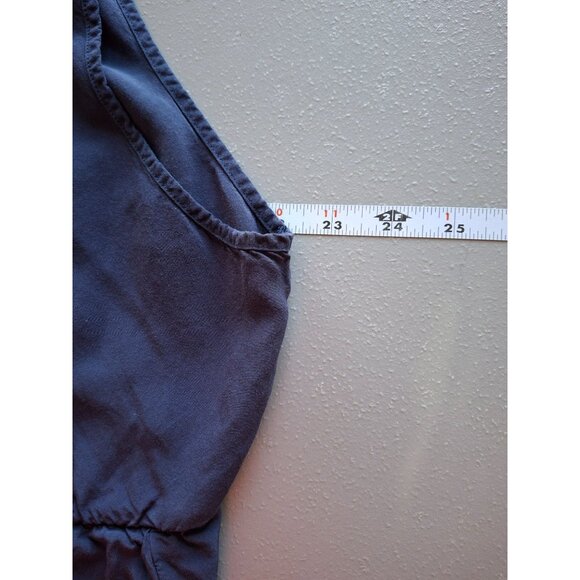 Bloomchic Sleeveless Tiered Blouse Tunic 22/24 Blue Notch Neck Flowy Boho Chic - Picture 4 of 6